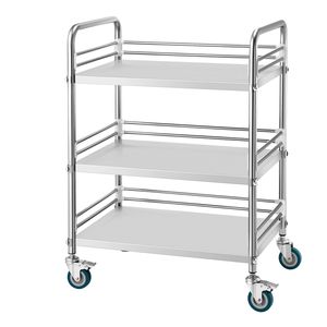 Carrello da Laboratorio a 3 Ripiani in Acciaio Inossidabile Resistente, Carrello di Servizio per Cliniche con Ruote Bloccabili, Mobile per Ospedali - Product Image 1