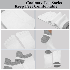 Chaussettes de sport ODM à cinq orteils, coupe basse, en maille respirante, avec talon renforcé, bande antidérapante, en coton, fabriquées sur mesure en usine au Vietnam, antibactériennes - Product Image 5