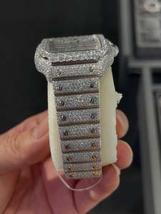 Iced Out Square <b>Watch</b> with Roman Numbers, Hand <b>Set</b> Moissanite <b>Watch</b>, Wholesale Luxury Bust Down Jewelry. - Product Image 4