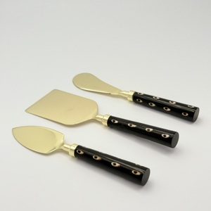 High Quality Stainless Steel <b>Cheese</b> Tools <b>Set</b> Gold PVD Finish with black Resin Handle Eco - Friendly Dishwasher Safe <b>Cheese</b> <b>Set</b> - Product Image 4