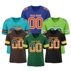 Maillots de football américain rétro en gros, à rayures dégradées, à manches courtes, séchage rapide, streetwear adulte, personnalisables avec impression et broderie - Product Image 1