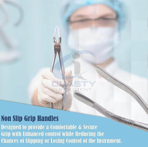 Pinzas de Extracción Dental Plateadas con Empuñadura Manual Moleteada, Instrumento Quirúrgico Clase I, Certificado CE, Embalaje Personalizado - Product Image 6