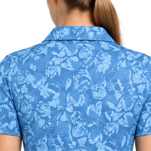 <b>Sky</b> <b>Blue</b> Women Short Sleeve Printed Golf Polo Shirt Floral Pattern Performance Sports <b>Top</b> Custom Wholesale Breathable Golf - Product Image 5