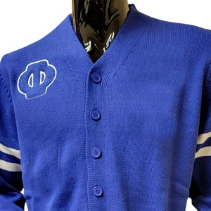 Cardigan en tricot unisexe Alpha Greek personnalisé pour homme, col en V uni, automne-hiver, décontracté, broderie, polyester/coton - Product Image 2