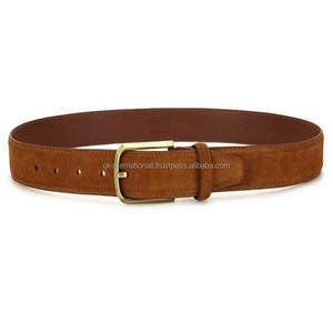 Ceintures décontractées en cuir véritable pour hommes avec boucle en laiton finition dorée mate à une broche Ceinture à logo personnalisé - Product Image 6