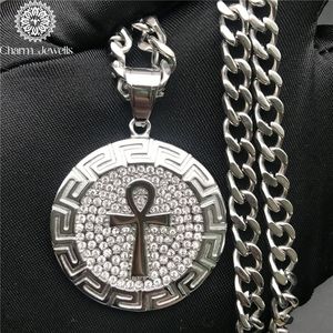Charm_Jewells Collier Unisexe Hiphop en Argent 925 Plaqué Rhodium avec Pendentif Ankh Micro-Pavé Moissanite - Product Image 4