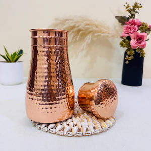 100% Pure Hammered Copper <b>Water</b> <b>Bottle</b> Glossy Copper Finish Handmade <b>Metal</b> Reusable Drinking <b>Bottle</b> - Product Image 3