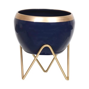 Brushed Metal Flower <b>Pot</b> with Smooth Finish for Minimalist Interiors Metallic Finish Planter <b>Pot</b> with Elegant Stand - Product Image 3