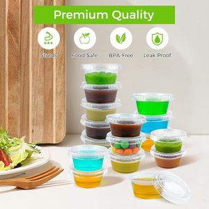 Set da 360 bicchierini usa e getta da 3,25 oz per Jello Shot, con coperchi, in plastica robusta per alimenti, ideali per condimenti, salse e piccole porzioni. - Product Image 2