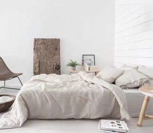 Ensemble de housse de couette en lin stonewashed blanc standard, vente en gros, avec 1 housse de couette et 2 taies d'oreiller - Product Image 1