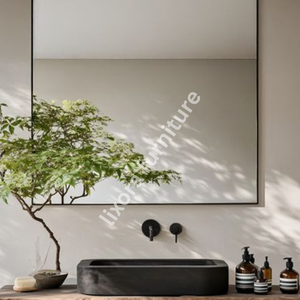Meuble-lavabo de luxe artisanal en tronc d'arbre, console de salle de bain artistique en bois massif, décoration en racine naturelle - Product Image 2
