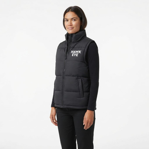 Custom Wholesale High Quality Women Vest Puffer Jacket Stand Collar Full Zip Sleeveless Puffer Solid Black Color - Product Image 6