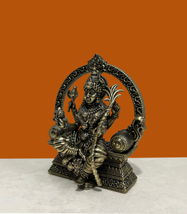 Estatua Artesanal de Latón de Raja Rajeshwari Maa para Decoración de Templos en el Hogar |   Ídolo de Diosa Hindú con Acabado Antiguo, Decoración Religiosa para Mesa de Diwali - Product Image 1