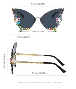 Lunettes de soleil papillon de luxe uniques en gros pour femmes et hommes, sans monture, en métal, couleur bonbon, populaires, tendance, style punk - Product Image 5