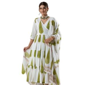 Pantalones Kurti de algodón de seda ciprés de la selva para niñas de alta calidad, conjunto de traje de moda indio y pakistaní de fabricante indio - Product Image 1