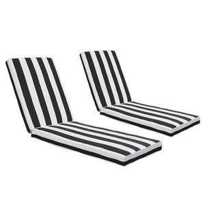 2 Cojines de Repuesto para Silla de Jardín, Cojín de Asiento con Rayas Blancas/Negras para Muebles de Patio, Cojines Decorativos para Exteriores - Product Image 1