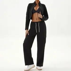 OEM 2026 New Arrival Winter Men's Polyester/Cotton Solid Pattern Stacked Sweatsuit <b>Set</b> <b>Plus</b> <b>Size</b> Acid Wash Flare <b>Jogger</b> - Product Image 4