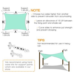 Voile d'ombrage triangulaire carrée en HDPE turquoise 12FT x 16FT, grande, anti-UV, en polyester et PVC, pour l'ombrage des jardins en été - Product Image 2