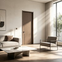 Porte en bois massif MDF à texture grain de bois – Esthétique, durable, résistante à l'humidité et insonorisée pour chambre et entrepôt