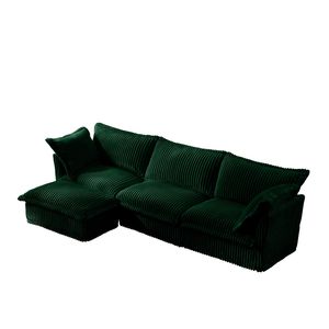 Divano Sezionale Moderno a L Oversize con Rivestimento, Comodo Divano Cloud con Seduta Profonda, Pouf Convertibile per Soggiorno - Product Image 6