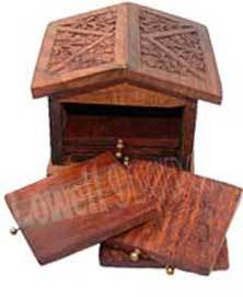 Handcrafted <b>Wooden</b> Hut Coaster Set <b>Rustic</b> <b>Wooden</b> Drink Coasters with Unique Hut Design Eco-Friendly Table Protection - Product Image 2
