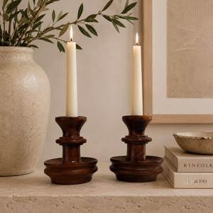 Classic Wooden Candle Holder Elegant <b>Rustic</b> Home Decoration Item For Dining <b>Table</b> Living Room And Festive Celebration Ambience - Product Image 1