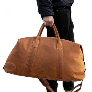 High-End Fashion Genuine <b>Leather</b> Duffel <b>Bags</b> for <b>Men</b> Women Zipper Closure Belt Detail Portable Design Custom Logo Large Capacity - Product Image 4