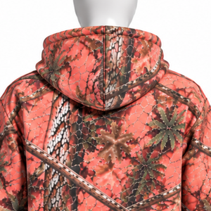 Coral Nature Print <b>Zip</b> Up <b>Hoodie</b> Mens Outdoor Style Hooded Sweatshirt with Drawstring Front <b>Pockets</b> Casual Winter Streetwear - Product Image 4