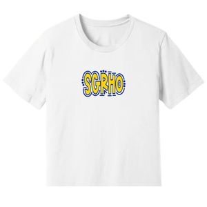 T-shirt personnalisé SGRho style rétro doodle années 80 pour femme, imprimé graphique vintage, manches courtes, col rond, Sigma Gamma Rho Sorority, décontracté - Product Image 1