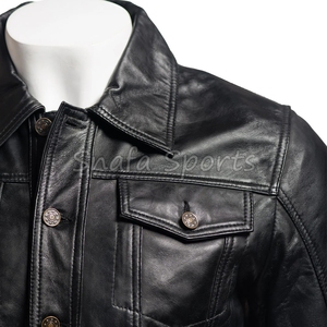 <b>Winter</b> Season Solid Color Genuine <b>Leather</b> Biker <b>Jacket</b> with Custom Inside Pockets Design Top Selling <b>Leather</b> <b>Jackets</b> - Product Image 3