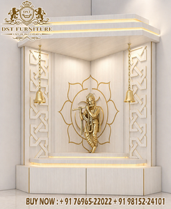 New Design Solid Teak Wood Corner Temple For Home Handcrafted Wooden Pooja Mandir with Storage Corner Design Temple for Home - Product Image 4