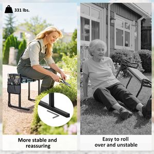 Sgabello da Giardinaggio Pieghevole Resistente, Sedile e Supporto per le Ginocchia con Imbottitura Morbida e Spessa e Gambe in Acciaio Estensibili - Product Image 5