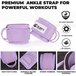 Guantes City Gym con accesorio de cable para poleas, levantamiento de pesas, correas de tobillo, cierre de anilla en D, nailon transpirable antideslizante - Product Image 2