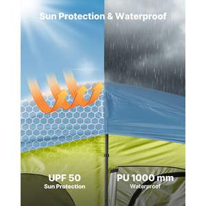 Portable <b>2</b>-<b>Room</b> Camping Shower <b>Tent</b> Privacy Changing <b>Room</b> 150D Oxford Fabric Silver Coating Ground Stakes Ropes Carry Bag Model - Product Image 3