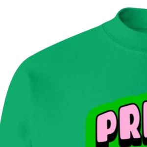 Sweat-shirt à col rond graphique vert pour femmes, manches longues, poignets côtelés, décontracté, en polaire, style urbain - Product Image 2
