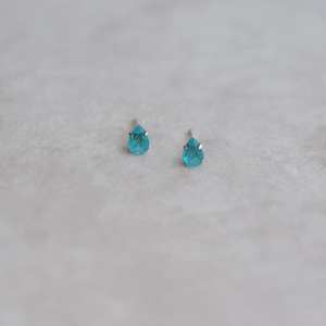 ต่างหูพลอยพาราอิบาทัวร์มาลีนสีน้ำเงินทรงหยดน้ำ ต่างหูเงินสำหรับผู้หญิง ของขวัญวันเกิด - Product Image 4