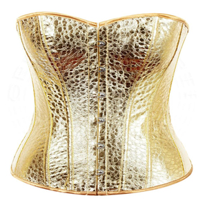 Best Golden Plus Size Breathable Eco-Friendly Anti-Bacterial Women's Two-Tone Brocade Steel Boned Overbust Corset Shapers Sports - Product Image 1