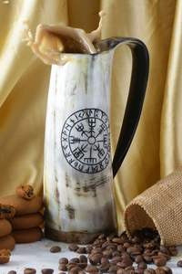 Chopes à bière élégantes, artisanales, écologiques et durables en corne de buffle et de bœuf, intérieur poli, imitation antique, cadeau - Product Image 5