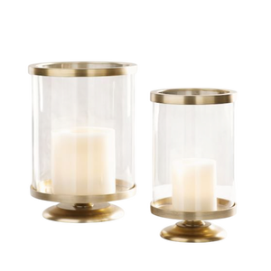 Hot Selling Geometric <b>Brass</b> <b>Lantern</b> with Glass Cylinder Candle Holder for Home Decoration Heat Resistant Votive Stand - Product Image 6