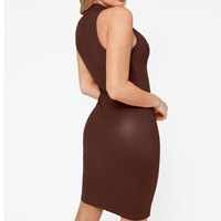 Damen Enganliegendes Leder-Maxikleid mit Schulterfreiem Design und Natürlicher Taille – Streetwear, Heißes Sexy Party- und Clubkleid