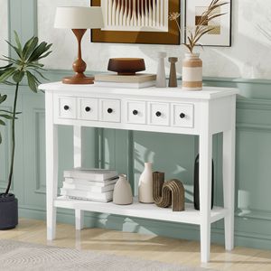 Consolle Rustica con Ripiano Aperto e Gambe in Legno di Gomma per Ingressi, Soggiorni e Corridoi - Product Image 1