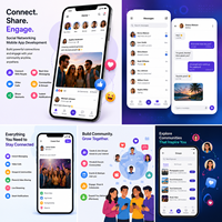 Développement d'applications mobiles avancées pour les réseaux sociaux, avec chat en temps réel, appels vidéo et fonctionnalités de réseautage, compatible Android, Linux, MAC, pour l'Internet en stock