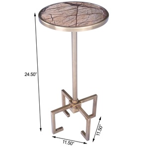 Mesa de Centro Arquitectónica con Bandeja Redonda Elevada, Base Geométrica de Cuatro Patas, Perfil de Pedestal Elegante para Bares Refinados - Product Image 6