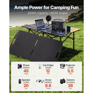Portable Power Station with 100W <b>Solar</b> <b>Panel</b> and 600W <b>Solar</b> <b>Generator</b> 493Wh LiFePO4 Battery Backup 8 Output Po - Product Image 2