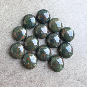 Cabujón Redondo de Bloodstone con Reverso Plano, Gema Natural Calibrada Verde y Roja para Anillo, Disponible en Todos los Tamaños, Venta al por Mayor - Product Image 6