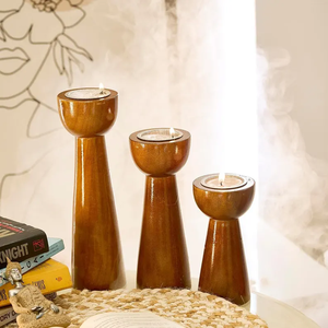 Wooden <b>Candle</b> Holder Set | Handmade Taper <b>Candle</b> Stand | Rustic Wood Decor for Home By B H Brothers - Product Image 1