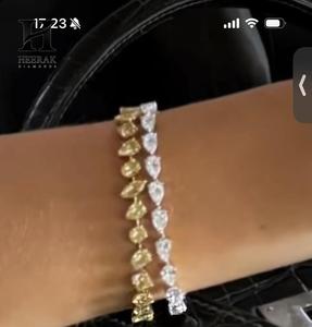 Bracelet tennis personnalisé en diamant jaune en forme de poire, pierre précieuse à haute teneur en carbone, taille goutte, prix d'usine pour femme - Product Image 1