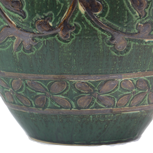 Truc Lam Handmade Hotel Decoration <b>Ceramic</b> Floor <b>Vase</b> Art Deco Design Mango Shape Imitative-antique Brown Chrysanthemum Patterns - Product Image 4
