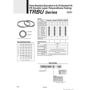 SMC Pneumatics FR Tube en polyuréthane à double couche TRBU1065R-100 pièces pneumatiques - Product Image 2