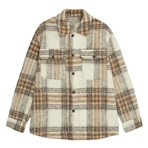 Veste à capuche en flanelle à carreaux de haute qualité pour l'hiver, écologique, coupe-vent, épaisse, doublée de polaire, avec logo sur le devant - Product Image 3